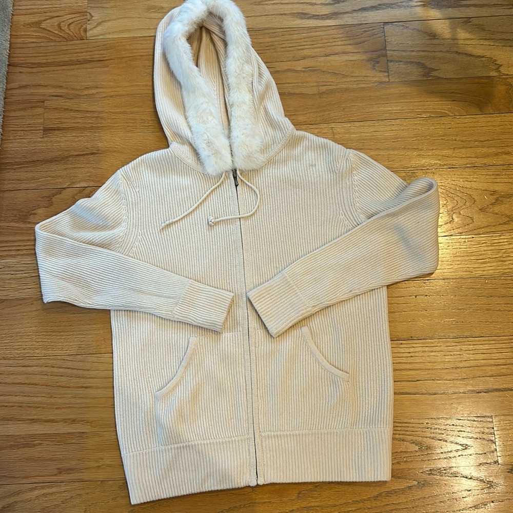 Trilogy Collections fur collar zip Cardigan hoodie